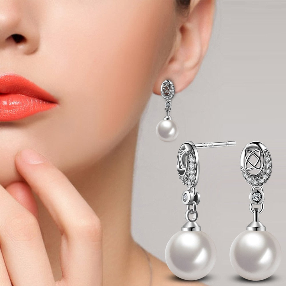 Trending Now 4 Color Romantic Geometric Statement Earrings for Women Pearl Beads Brand Jewelry ED1
