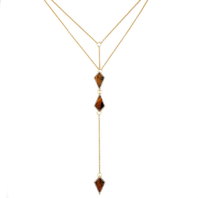 KISS ME NEW Pendant Necklace Now Trending Double Layers Chains Synthetic Stone Jewelry Women Accessories
